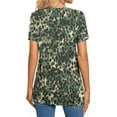 thumbnail image 5 of ZQUUVOU Women's T-Shirt V-Neck Button Printed Short Sleeve Blouse Olive Green (2XL), 5 of 7