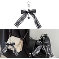 thumbnail image 2 of Pearl Bow Bag Charm Keychain Alloy Heart Pendant Keyring for Women Backpack Handbag Purse Decor Black, 2 of 4
