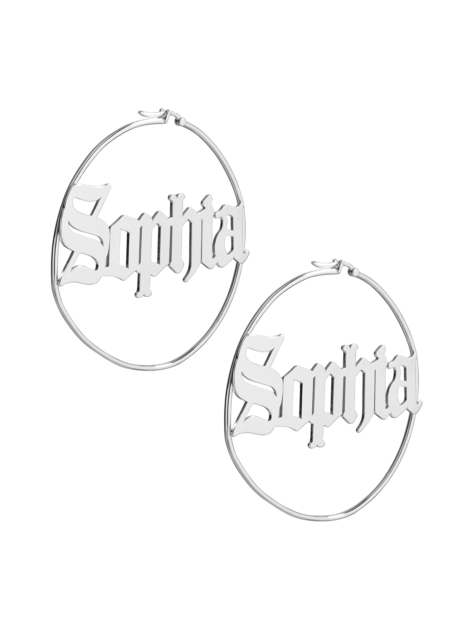 Personalized Planet Women's Old English Name Hoop - Oversized