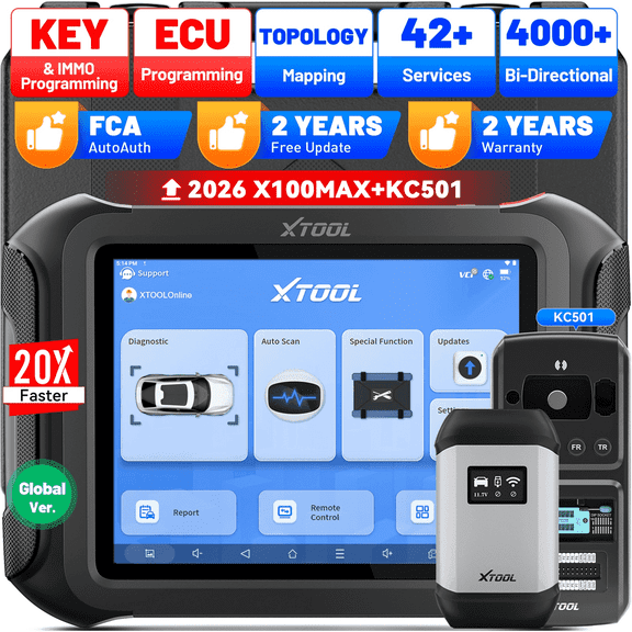 XTOOL X100 Max Automotive Key Fob Programmer Diagnostic Tool, 2026 Newest AI-Assisted OBD2 Scanner Bi-Directional Scan Tool with KC501, 42 Services