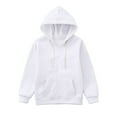 thumbnail image 6 of Zylarhe Boys Girls Sweatshirts Boys Fashion Winter Comfort Hooded Top Long Sleeve Solid Color Sweatshirt Outerwear Garment for Fall Season 9-10 Years White, 6 of 7