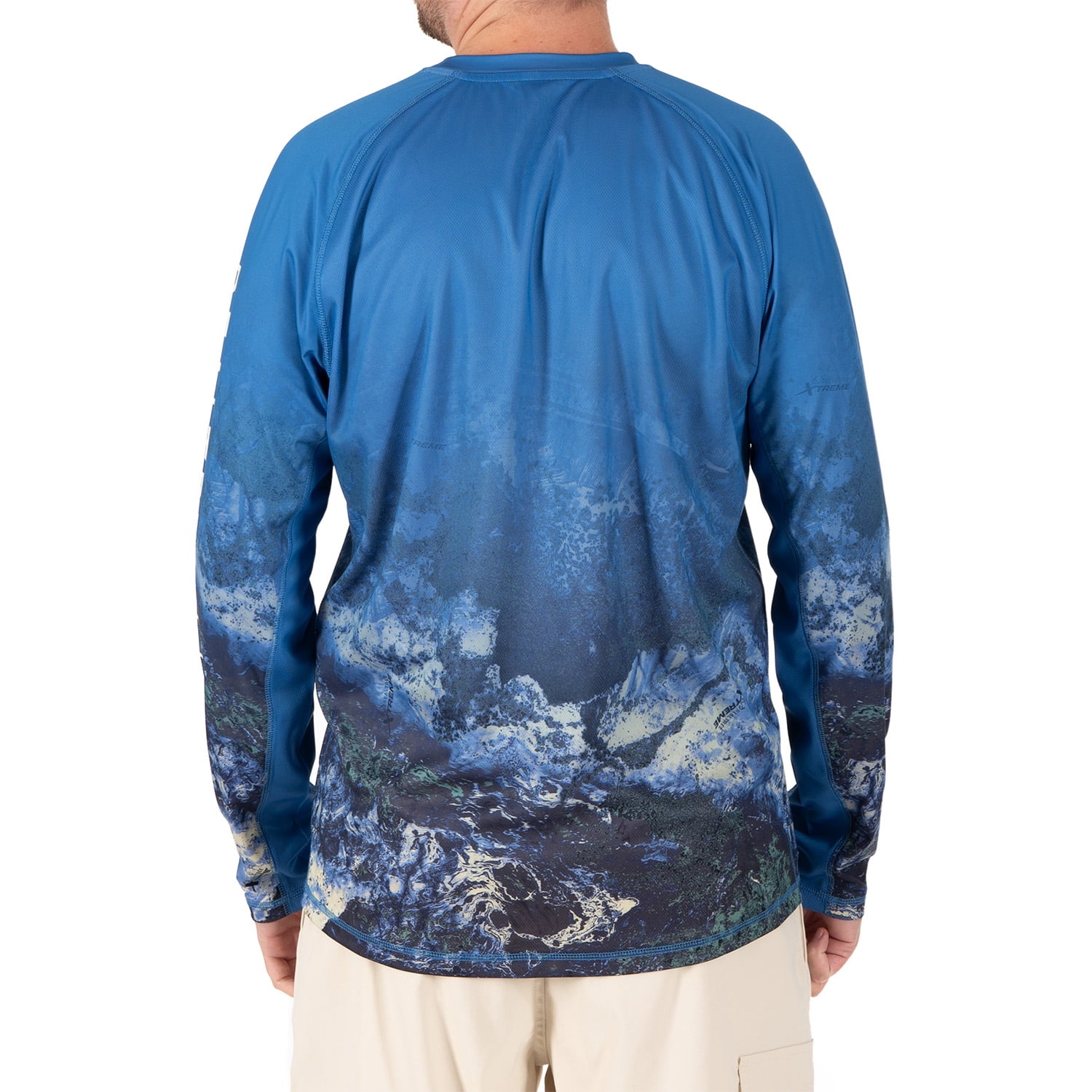 Realtree Men's Long Sleeve Performance Fishing Tee, Sapphire Blue, 2XL