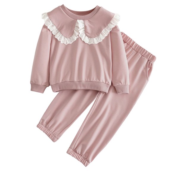 eczipvz Toddler Girl Winter Outfits Baby Clothes Gender Neutral Baby Boy Girl Long Sleeve Sweatshirt Pullover Pant Fall Outfit Pink,4-5 Years