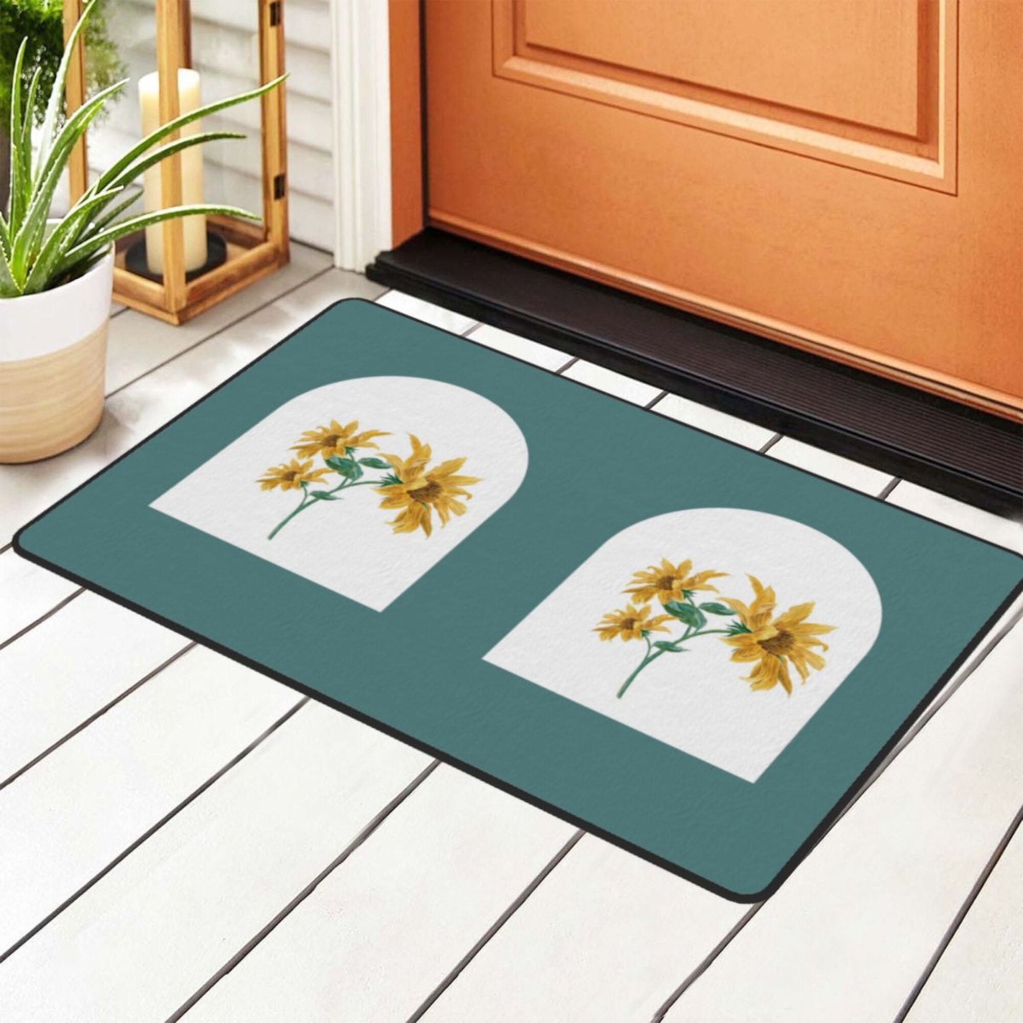ZICANCN Flowers Sunflowers Yellow Area Rugs Doormat , Facecloth Non