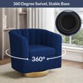 thumbnail image 4 of BELLEZE Swivel Accent Chair, Wide Modern Upholstered Armchair 360 Degree Swivel Comfy Single Sofa Side Chair for Living Room Bedroom Office [Set of 2] - Zoe (Blue), 4 of 7