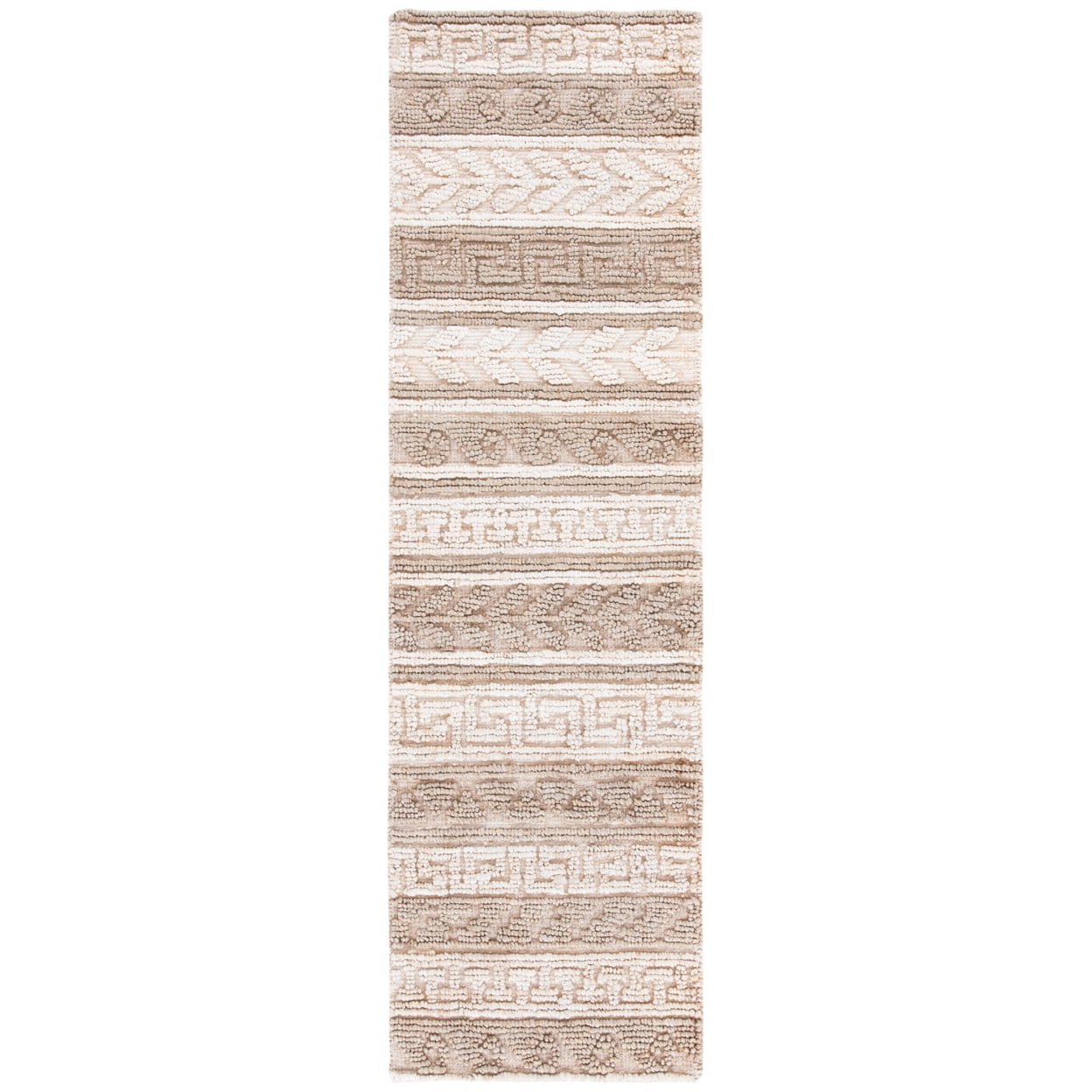 SAFAVIEH Natural Fiber Sonam Striped Geometric Jute Area Rug, Green/Ivory, 5' x 8'