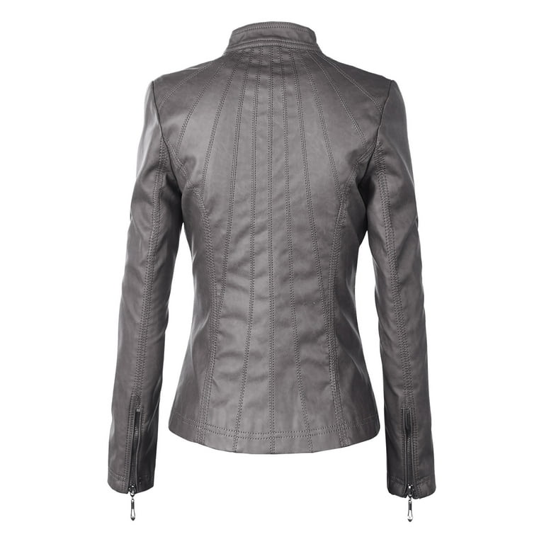 Made by Johnny Women's Panelled Faux Leather Moto Jacket S Made by Johnny Women's Panelled Faux Leather Moto Jacket S