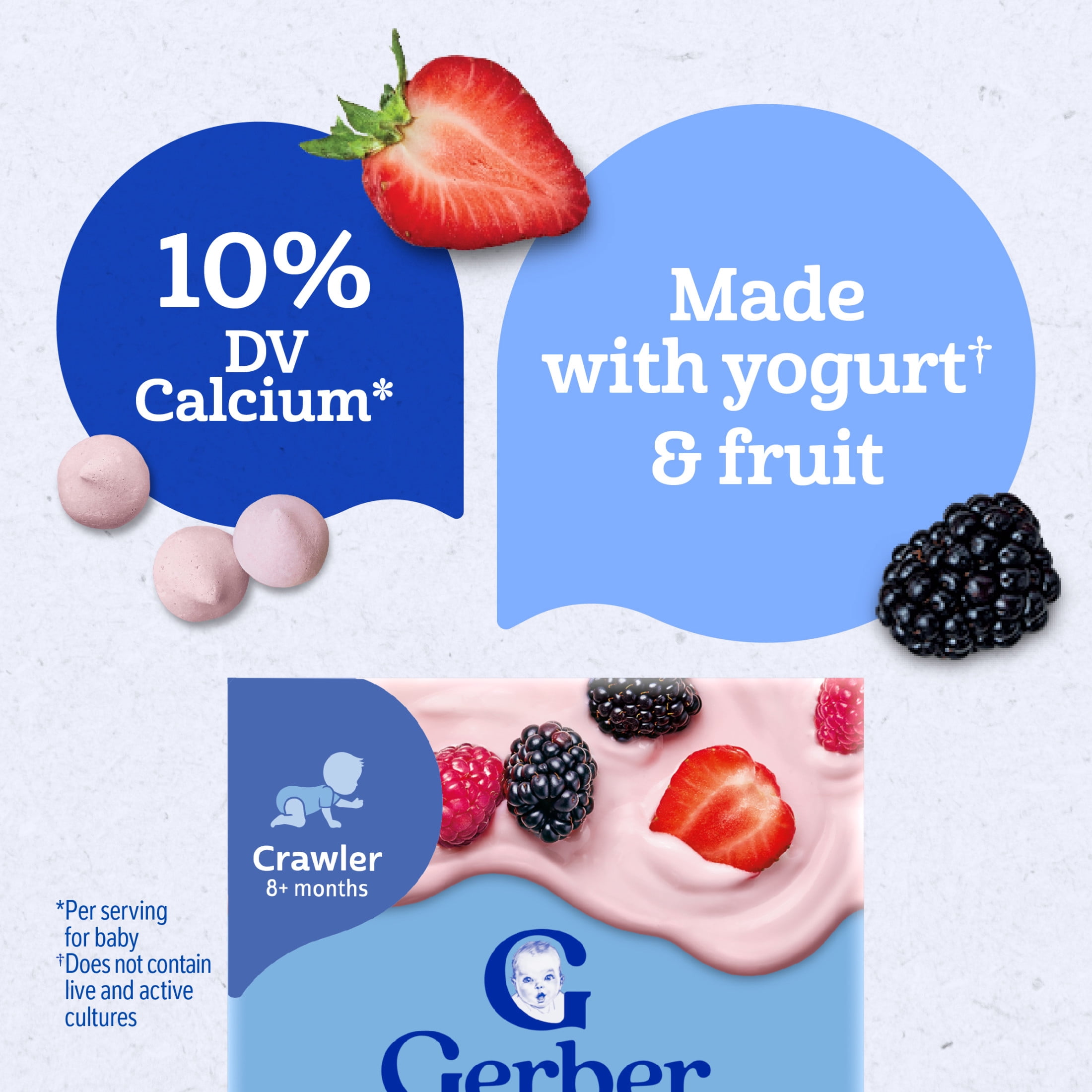 (6 pack) Gerber Snacks for Baby Yogurt Melts, Strawberry & Mixed Berry Variety Pack, 1 oz Bag, 4 count