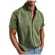 thumbnail image 2 of Blusa y camisa de manga corta con cuello vuelto para hombre, color liso, informal, holgada, con botones y bolsillo, blusa de manga corta con cuello vuelto, blusa de poliéster para hombre, 2 of 5