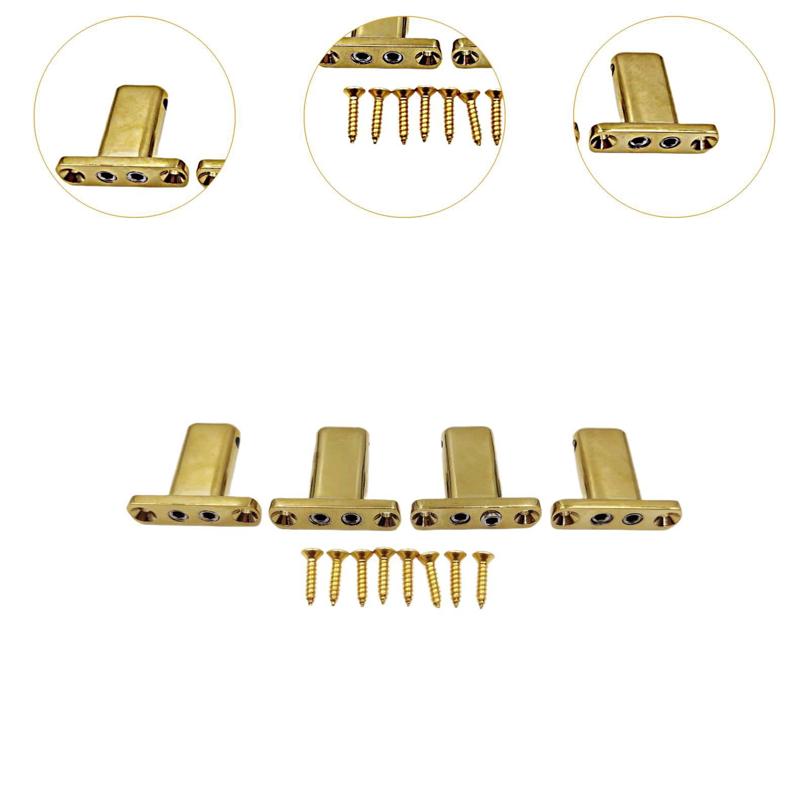 JWQFBC 4 String Electric Guitar Nut Locking Bridge with Mounting Screw for DIY Projects Gold