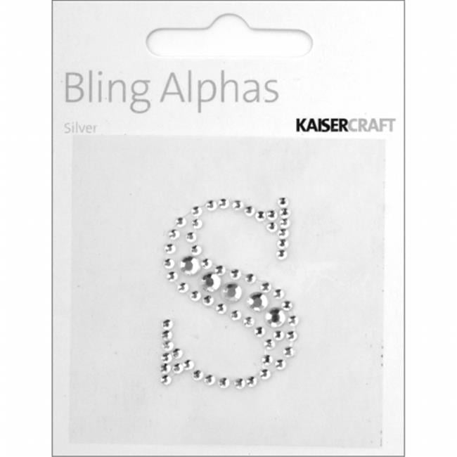 Bling Alphas SelfAdhesive Rhinestone Letter 1.375"Silver Crystal S