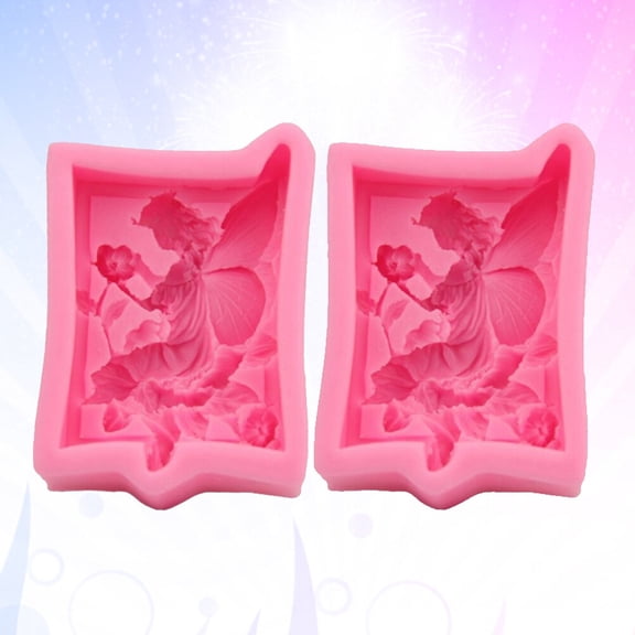 Phenofice 2pcs Flower Fairy Silicone Cake Mold Food Grade Non Stick Baking Molds For Baking Pink