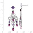 thumbnail image 4 of Sterling Silver Rhodium-plated Rhodolite Garnet and Amethyst Earrings QE10979X, 4 of 4