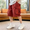 thumbnail image 2 of Babcutegg Boys Girls Cargo Shorts Lightweight Loose-Fit Cropped Casual Summer Clothes with Large Pockets Red Size 9-10, 2 of 7