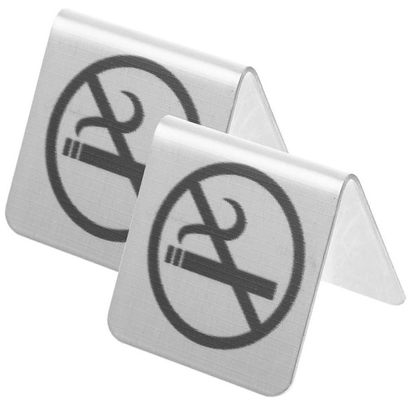 2pcs Stainless Steel Double-sided Non Smoking Signs Non-smoking Table Signs