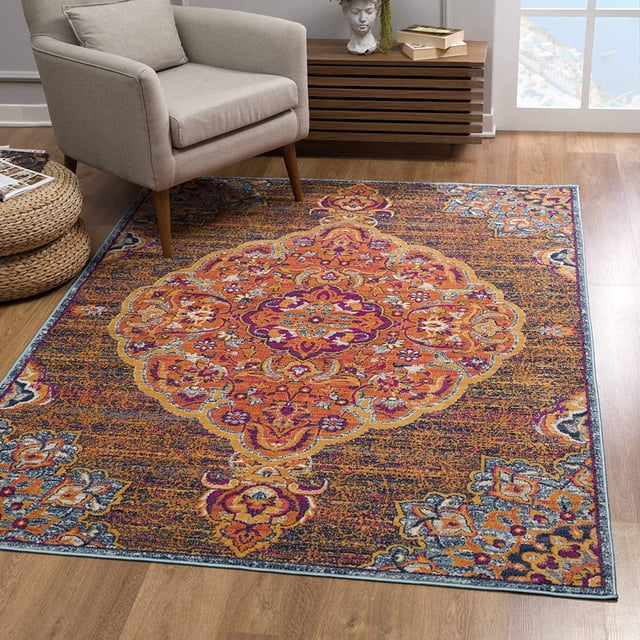 eRug Outlet Savannah Collection Traditional Area Rug Large (9x12 feet) - 9'2" x 12'5", Rust