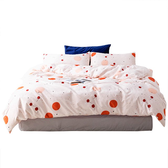 Juego de cama de algodón con estampado de frutas y fundas de almohada para dormitorio tamaño queen