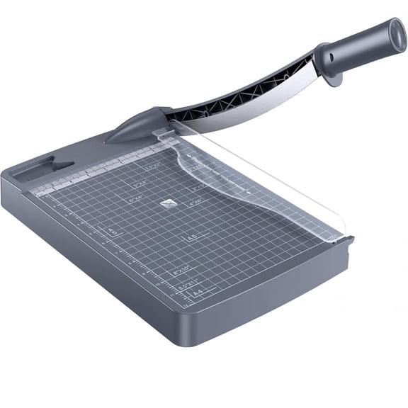 12" Guillotine Paper Cutter, Heavy Duty 12-Sheet Capacity Trimmer for Cardstock, Photos, Scrapbooking, Office, Classroom, Studio (Gray)