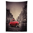 thumbnail image 3 of Ambesonne Car Tablecloth Rectangular Table Cover, Retro Car on Cobblestone Road, 60"x90", Vermilion Brown Beige, 3 of 4