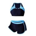 thumbnail image 3 of Athletic Two Piece Swimsuits for Women - Solid Color Block Boy Shorts Style, Stretchy Comfortable Suits for Swimming Fitness, 3 of 5