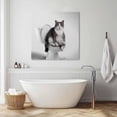thumbnail image 4 of Funny Cat Canvas Wall Art, Black White Animal Cat on Toilet Abstract Painting Framed Wall Decor Modern Artwork Prints Painting for Living Room, Bedroom, Kitchen & Cafe Decor 28x28 Inch, 4 of 9