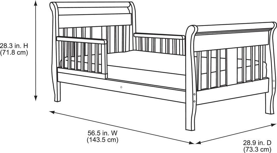 Baby Relax Sleigh Toddler Bed, Multiple Finishes, With Bed Rails