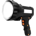 thumbnail image 1 of Linterna LED ultra potente recargable por USB, 15 000 lúmenes, 10 000 mAh, con luz lateral, linterna impermeable de alta potencia (negra), 1 of 8