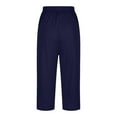 thumbnail image 4 of Summer Pants for Women Solid Color Stretchy Capri Leggings Low Waist Pocketed Athletic Pants Womens Dress Tall Bend over Tall Formal Soccer Comfy Baggy Women Casual Comfy for Navy S, 4 of 7