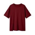thumbnail image 4 of Tfken Summer T-Shirts For Girls Crew Neck Half Sleeve Solid Color Tops Daily Wear Casual Kids Comfortable Shirts Red Size 8-9 Years, 4 of 4