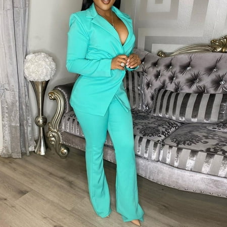 

Lounge Sets Clearance under $20 Women’S Fashion Casual Loose Solid Color Suit Suit Office Two-Piece Suit Mint Green Xl
