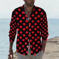 thumbnail image 1 of Camiseta con solapa y botones para hombre, de lunares, en blanco y negro, sencilla, informal, de moda, para primavera y verano, material de alta calidad, talla grande, 1 of 6
