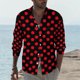 thumbnail image 1 of Camiseta con solapa y botones para hombre, de lunares, en blanco y negro, sencilla, informal, de moda, para primavera y verano, material de alta calidad, talla grande, 1 of 6
