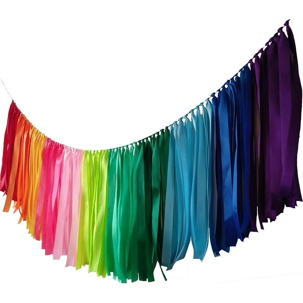 Guirnalda de cinta de arco iris rosa, utilizada para baby shower, decoración de fiesta de cumpleaños, guardería, pancarta de arcoíris, accesorios de fotografía, decoración de fondo de pancarta, 1 m de
