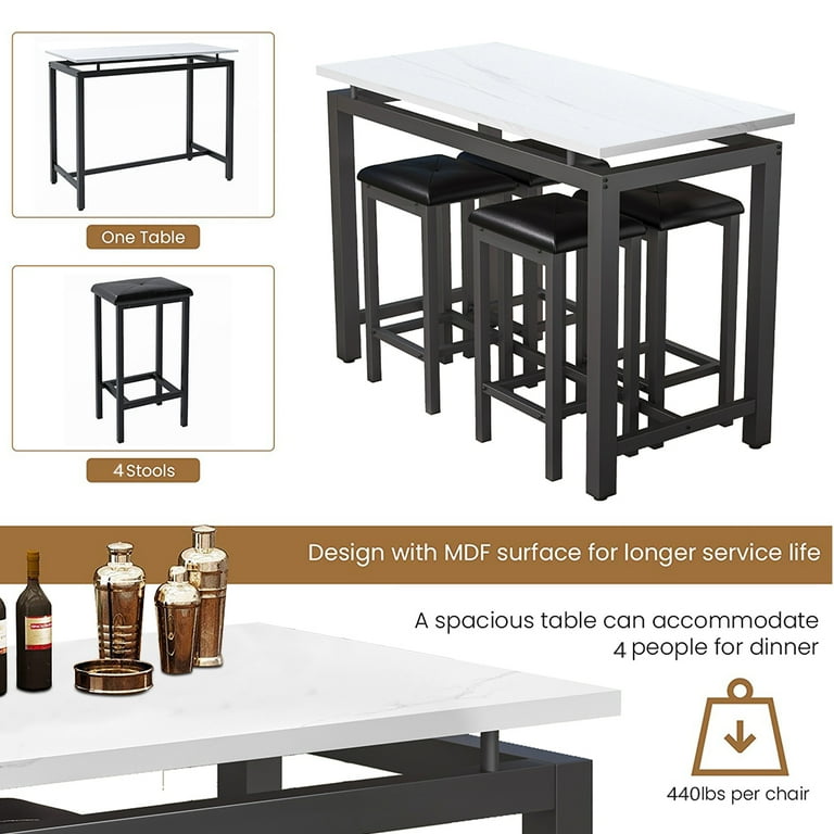 Clearance! Counter Height Table Set of 4, Breakfast Bar Table and Stool  Set, Minimalist Dining Table with Backless Stools, Wood Pub Table & Chair  Set for Kitchen Apartment Bistro - Space Saving