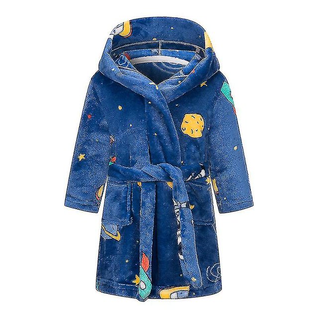Kids Bathrobe Boys Girls Hoodie Robe Cartoon Animal Dinosaur Sleepwear Toddler Soft Pajamas