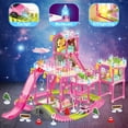 thumbnail image 6 of UQN Dollhouse Kit for Girls Ages 3-8, 412PCS Pink Castle Toys with Slide, Track, Lights, DIY 3 Rooms 6 Balconies Furniture, Birthday Pretend Play Toys Gift for Girls Kids 4 5 6 7 8 Year Old, 6 of 7