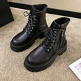 thumbnail image 4 of Women's Round Toe Lace-Up Ankle Boots Autumn Winter Fashion Boots Shoes, 4 of 6