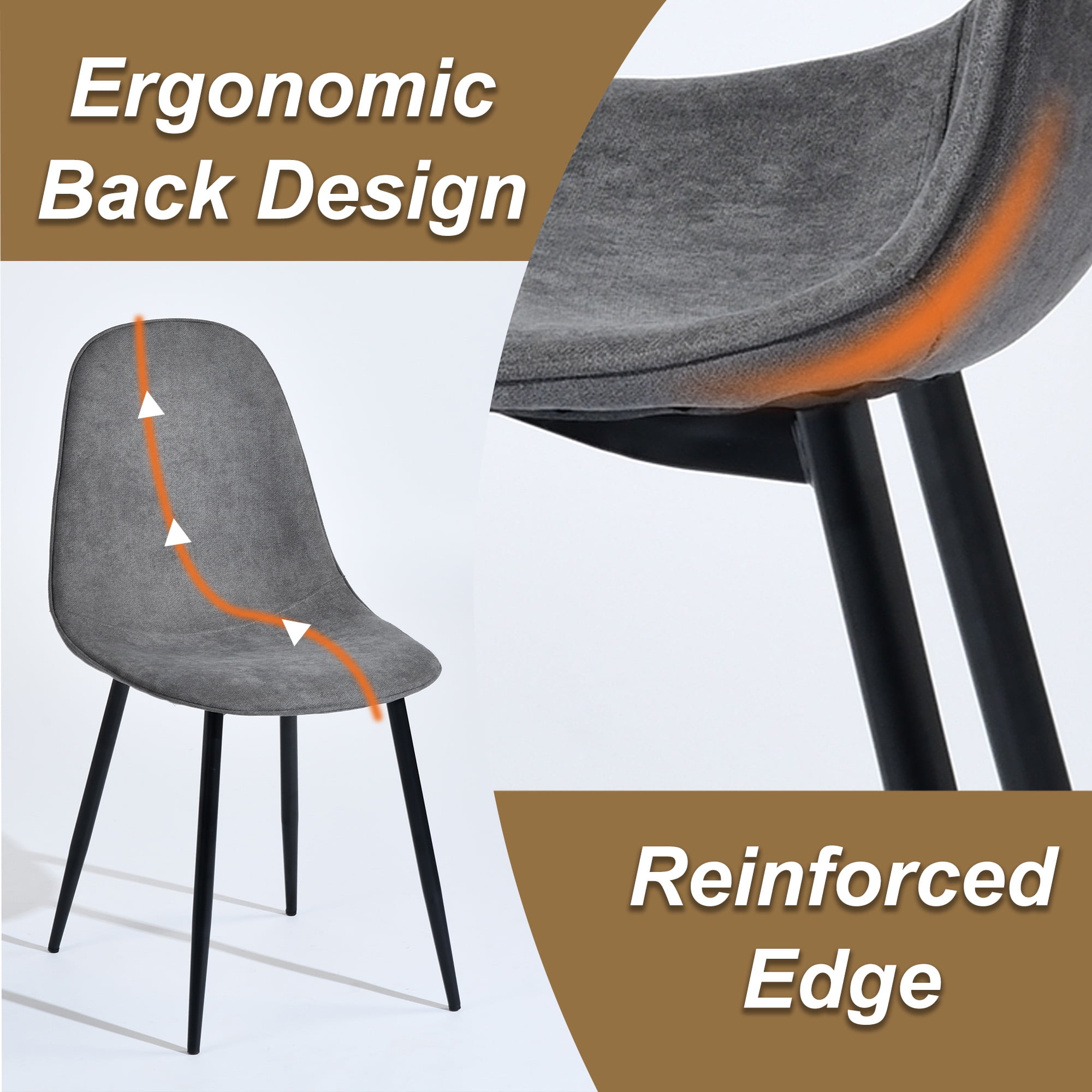 Homy Casa Office Desk Chairs Set of 4, Modern Upholstered Seat for Home Office Conference Room, Gray