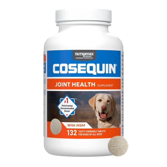 Nutramax Cosequin for Dogs Joint Health Supplement, Contains Glucosamine for Dogs, Plus Chondroitin and MSM, Supports Healthy Joints, Chewable Tablets, 132 Count - 2 PACK