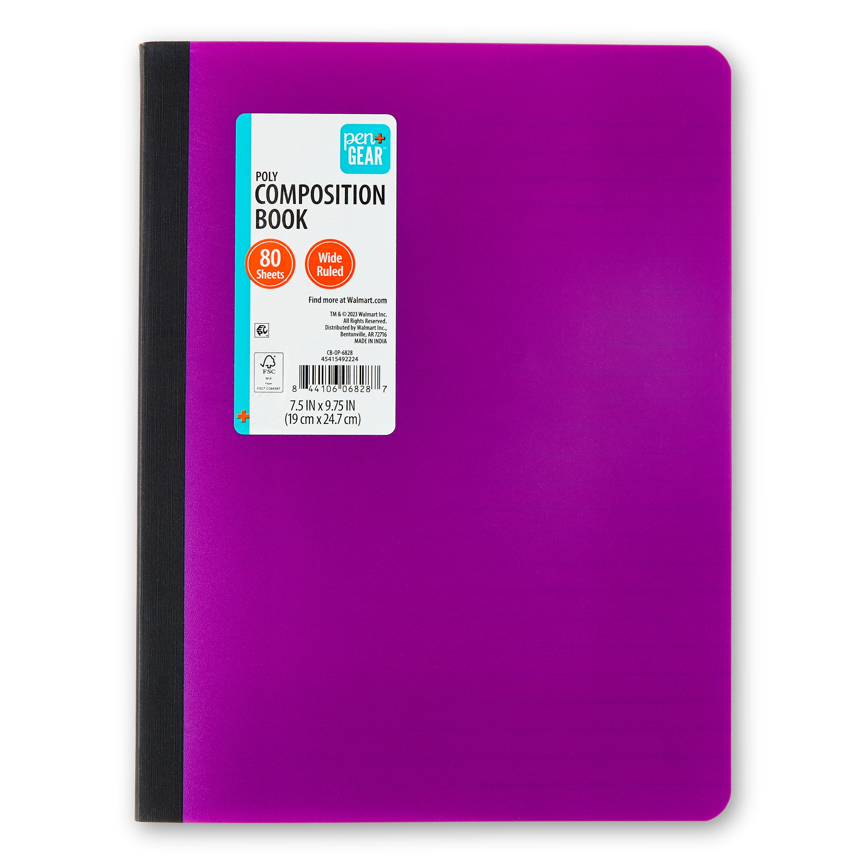 (12 pack) Pen+Gear Wide Ruled Poly Composition Book, 7.5" x 9.75", Purple, 80 Sheets