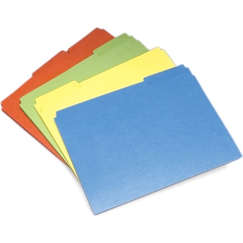 SKILCRAFT Colored File Folder Letter - 8 1/2' x 11' Sheet Size - 3/4' Expansion - 1/3 Tab Cut - 11 pt. Folder Thickness - Paper - Assorted - 24 / Pack