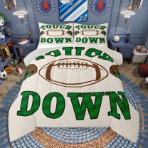 Manfei Touchdown Ball Gaming Bedding Comforter Set,Rugby Sport Theme Twin Comforter Sets,American Rugby Games Bedding Set For Kids,Breathable Home Decor Reversible,2pcs