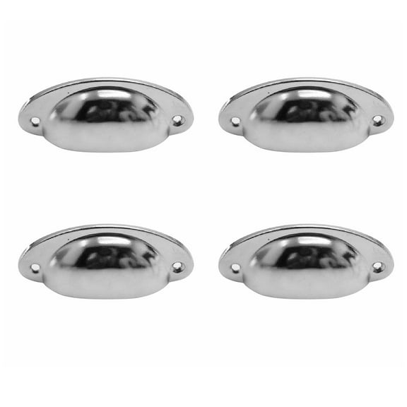 landege 4pcs Vintage Decorative Door Drawer Pull Handle Metal Semicircle Knobs (Silver)