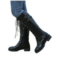 thumbnail image 5 of Mostsola Womens Motorcycle Boots Lace up Knee High Boots with Side Zipper Fashion Buckle Riding Boot, 5 of 6