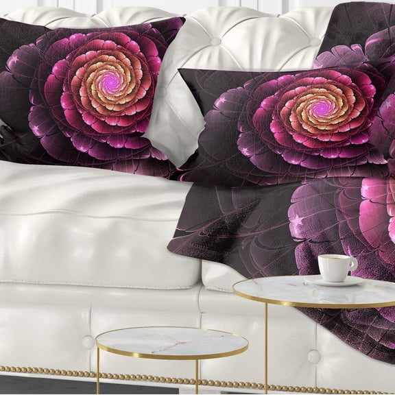 Designart Fractal Flower Light Purple Digital Art - Flower Throw Pillow - 12x20