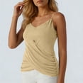 thumbnail image 5 of ZHYou No Boundrie Camisole Tops for Women V Neck Spaghetti Strap Wrap Front Ruched Loose Fit Casual Summer Tank Tops Khaki Size 2XL, 5 of 7