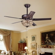 Catalina Bronze-finished 5-blade, 48-inch Crystal Ceiling Fan (Optional Remote)