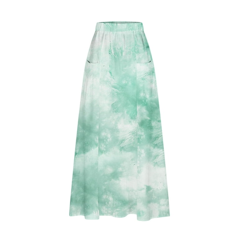 Viikei Woman's Cotton Eyelet Tiered Midi Skirt with Elastic