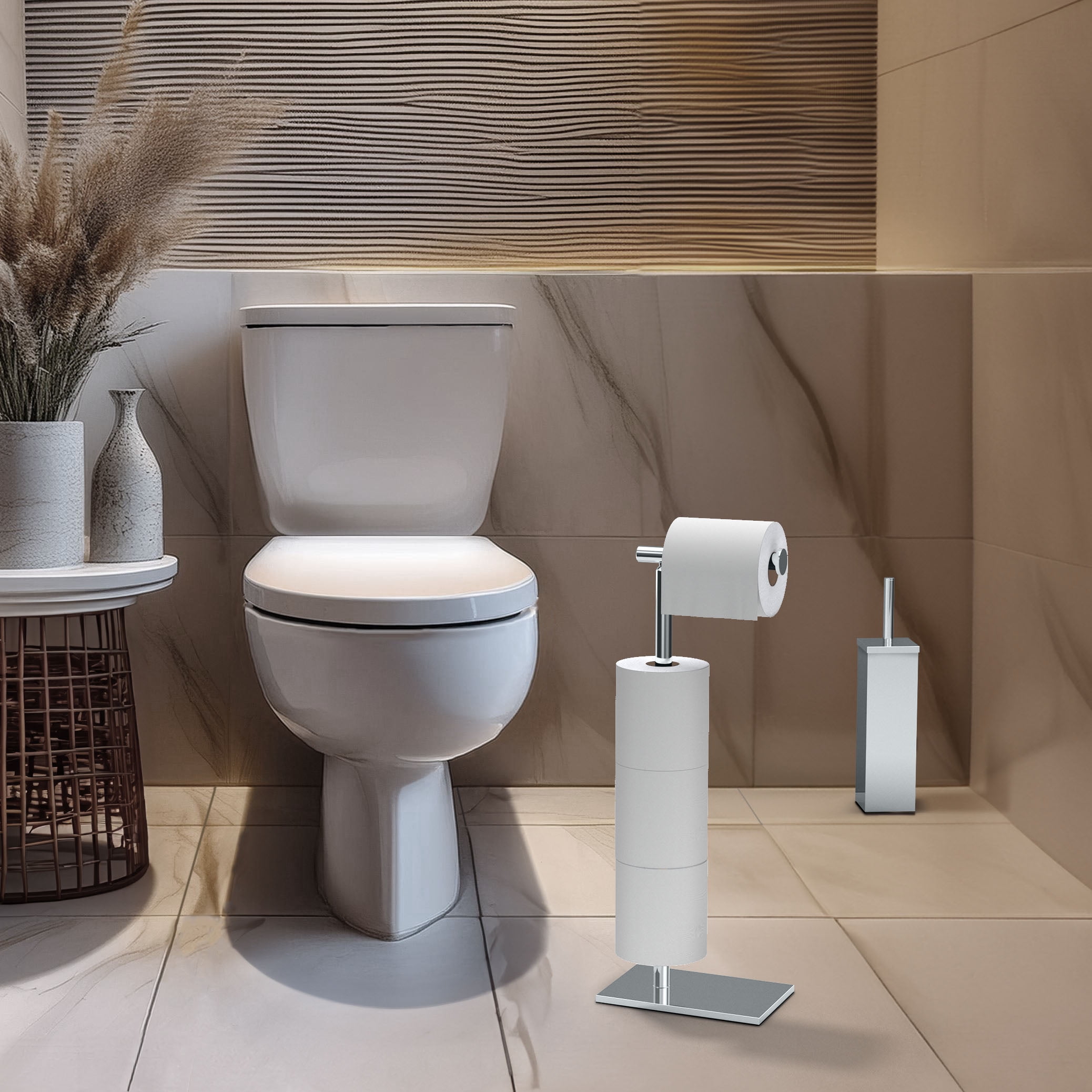 Gatco Latitude II Freestanding Toilet Paper Holder with Storage, Chrome
