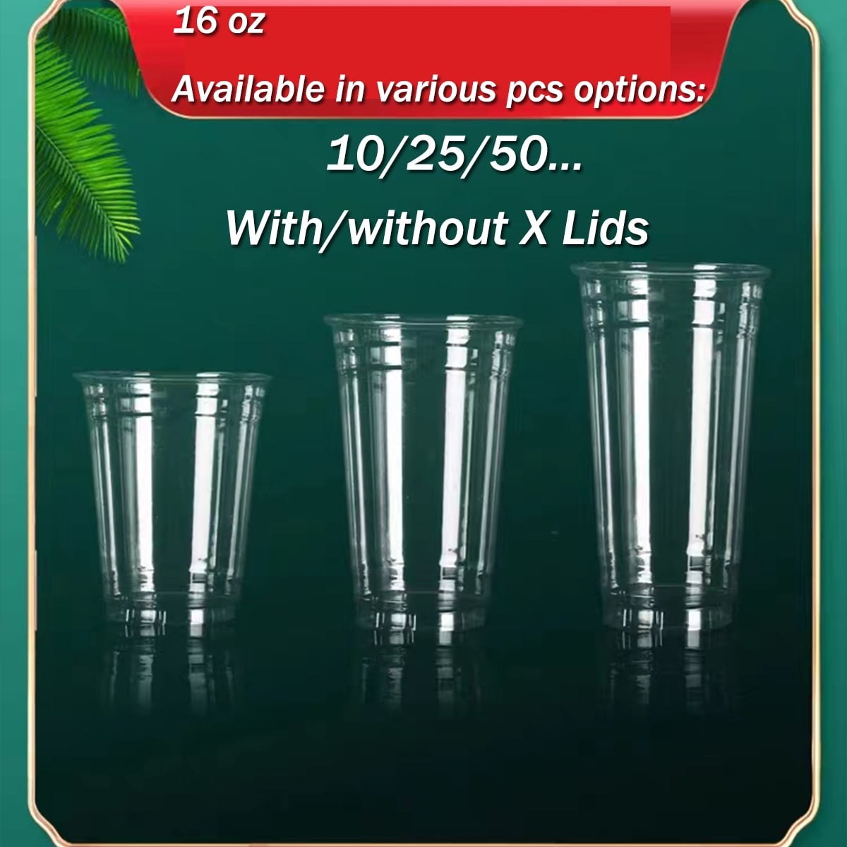 12 oz Clear Plastic Cups with Strawless Sip-Lids [50 Sets] PET Crystal  Clear Disposable 16oz Plastic…See more 12 oz Clear Plastic Cups with  Strawless